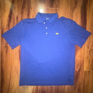 Masters Tech Augusta National Golf Polo Shirt Mens L Blue Masters Logo